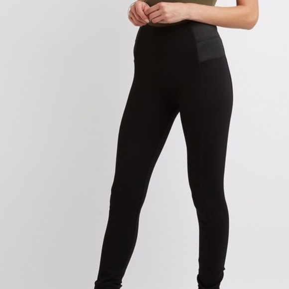 Zara Basic Black Leggings Side Elastic 